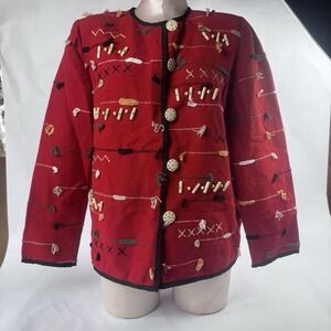 Vintage Indigo Moon Women's Small Red Jacket 100% Cotton Shell